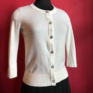 Kate Spade White Jewel-Button Cardigan